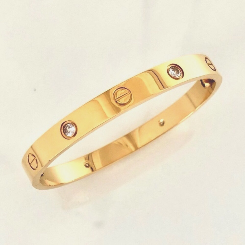 Gold Screw Bracelet Classic Model Zirconia Stones